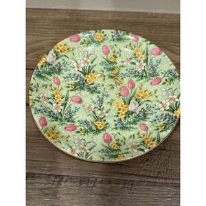 VINTAGE LORD NELSON WARE ELIJAH COTTON ENGLAND GREEN TULIP SMALL PLATE SAUCER